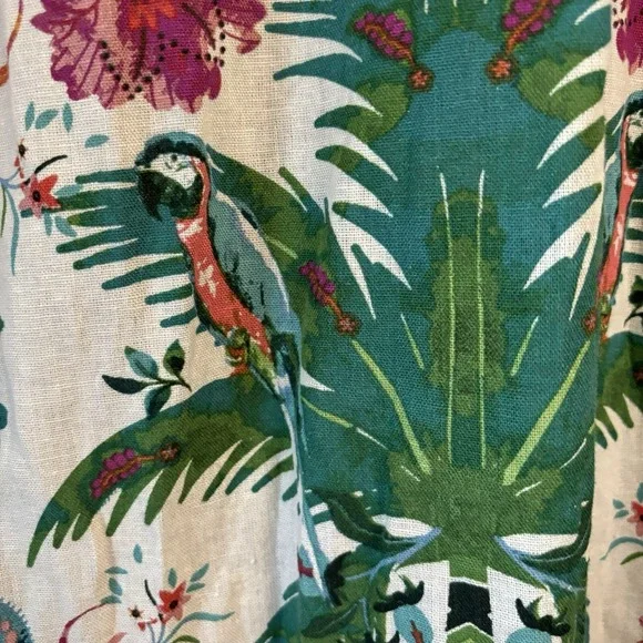 Rachel Zoe Linen Blend Maxi Skirt SM Tropical Parrot Print Resort Boho Hippie - Picture 4 of 13